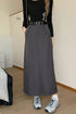 Casual Full Length Side Pocket Loose Skirts With Belt